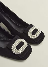 Lexia Jewelled Pumps, Black, hi-res