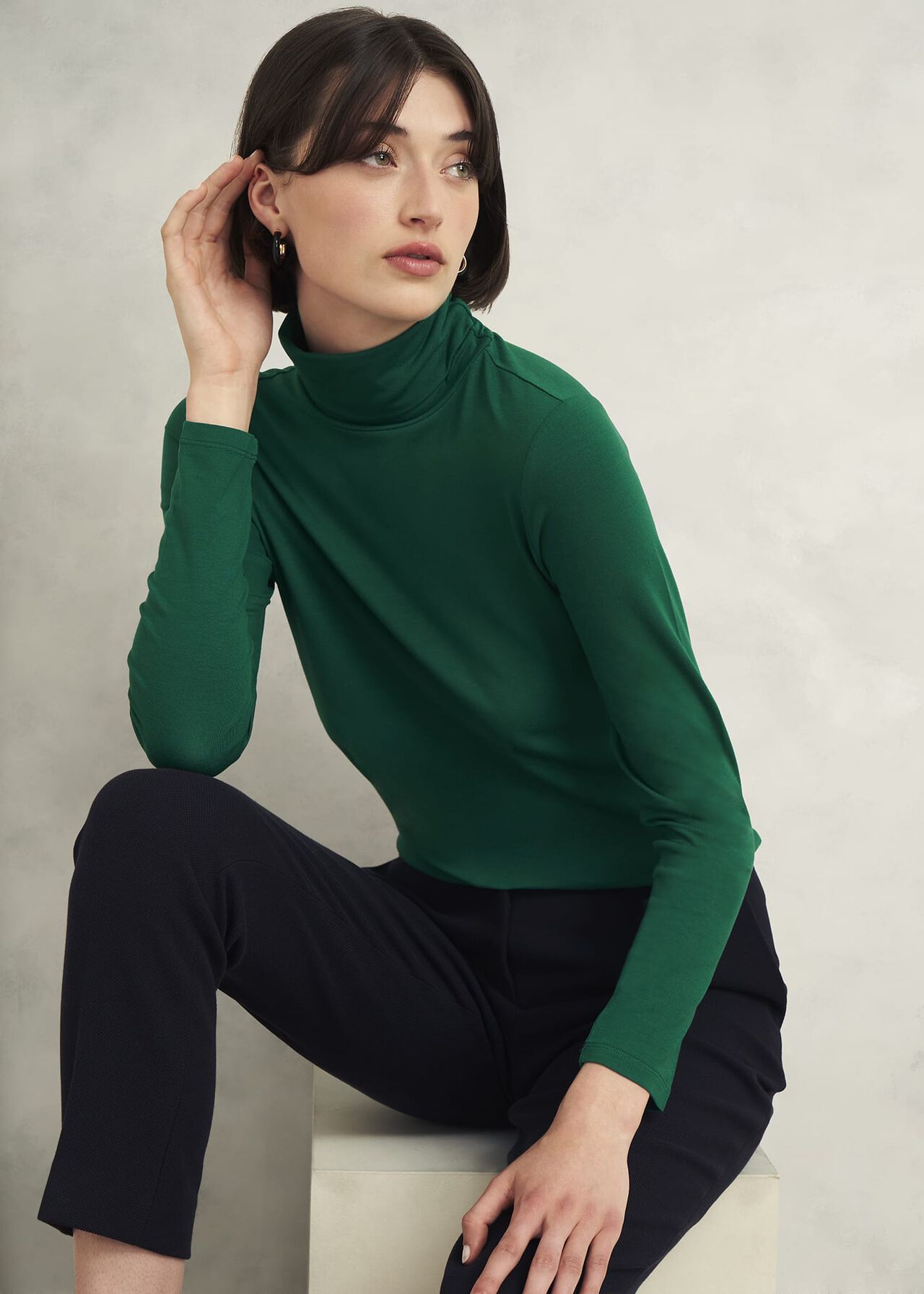 Mischa Turtle Neck Top, Agate Green, hi-res