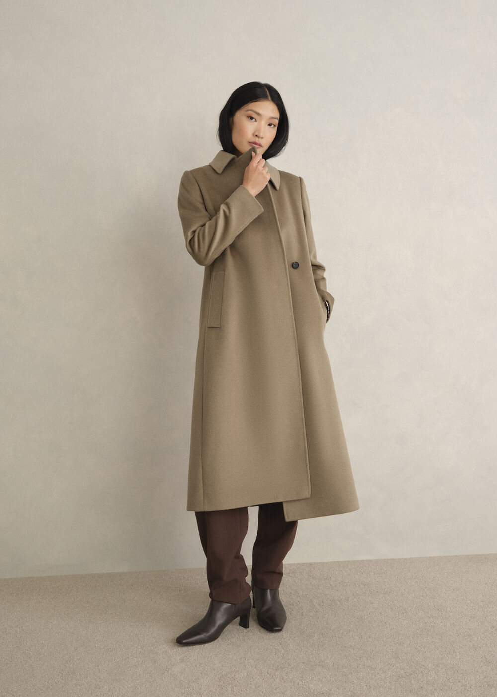 Petite Livia Wool Wrap Coat, Neutral, hi-res