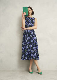 Carly Floral Printed Midi Dress, Midnight Multi, hi-res