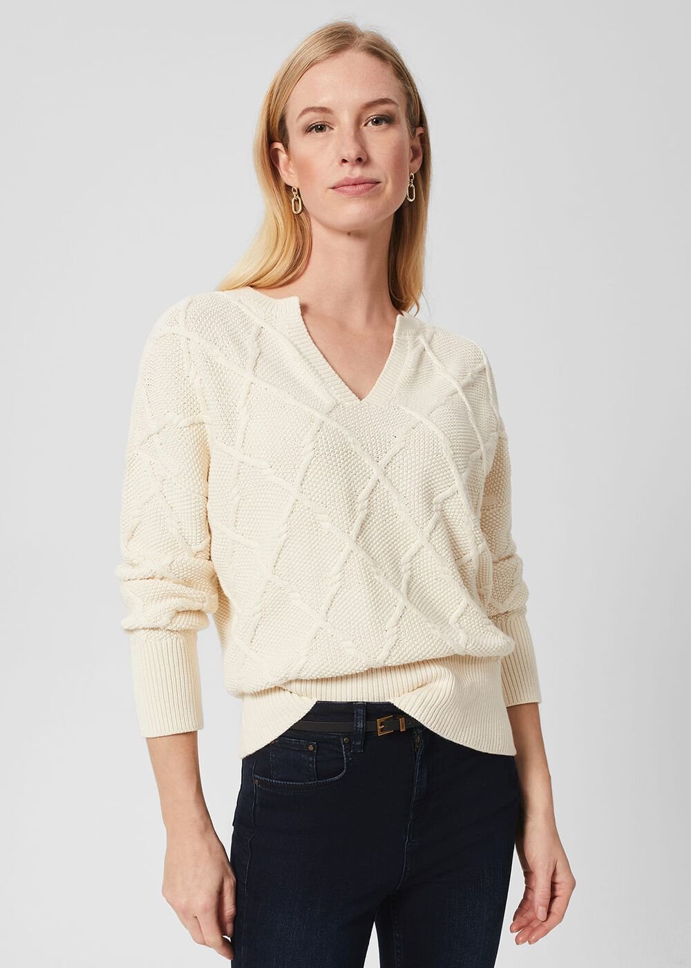 Cianna Cotton Jumper, Ivory, hi-res