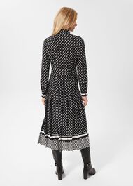 Aurielia Silk Dress, Black Ivory, hi-res