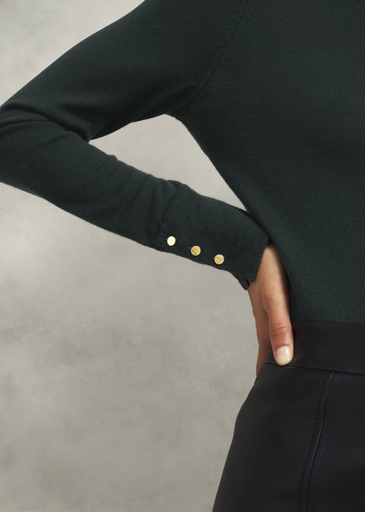 Lara Merino Wool Roll Neck Jumper, Hawthorn Green, hi-res