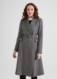 Sian Wool Blend Coat, Black Ivory, hi-res