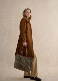 Kyra Leather Canvas Tote, Black Camel, hi-res