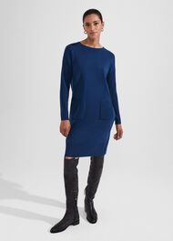 Devora Knitted Dress With Cashmere, Steel Blue, hi-res