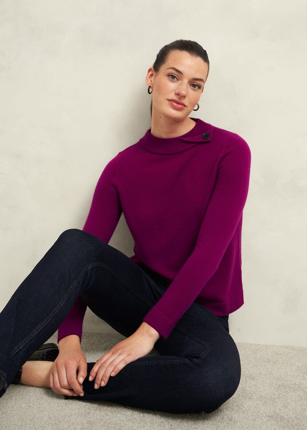 Talia Wool Cashmere Sweater, Dahlia Purple, hi-res