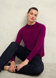 Talia Wool Cashmere Sweater, Dahlia Purple, hi-res