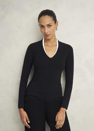 Scarlett Knitted Top, Black Ivory, hi-res