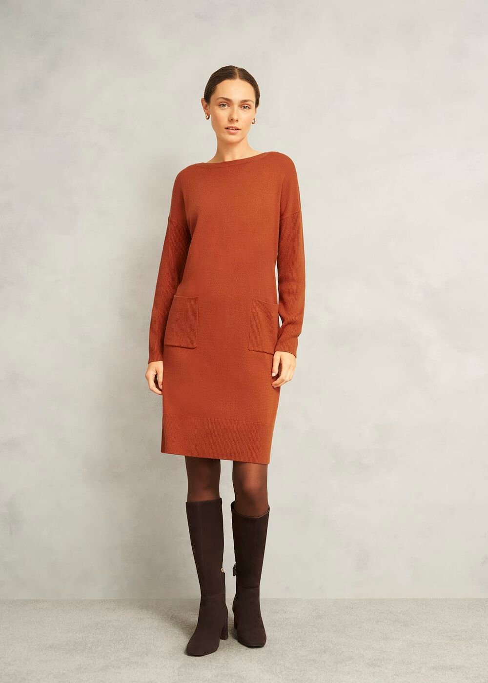 Devora Knitted Dress, Sienna Orange, hi-res