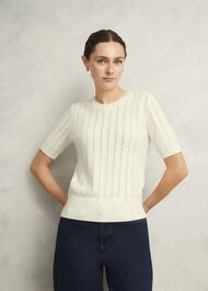 Calla Knitted Top, Warm Ivory, hi-res