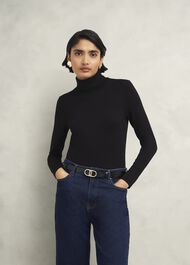 Mischa Roll Neck Top, Hobbs Black, hi-res