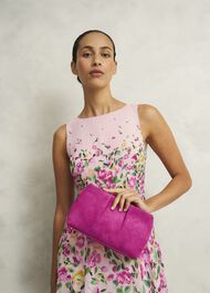 Clifton Suede Clutch, Bright Pink, hi-res