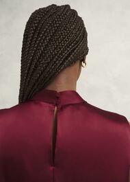 Nina Satin Blouse, Beryl Red, hi-res