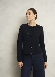 Amber Cotton Cardigan, Hobbs Navy, hi-res