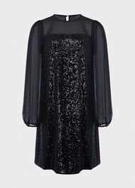 Zariah Sequin Dress, Black, hi-res