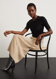 Lovell Co-Ord Wool Cotton Skirt, Oatmeal Marl, hi-res