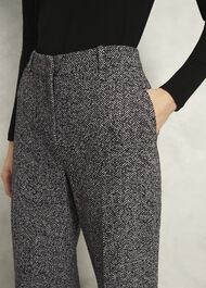 Petite Marlyn Wool Jersey Wide Trousers, Black White, hi-res