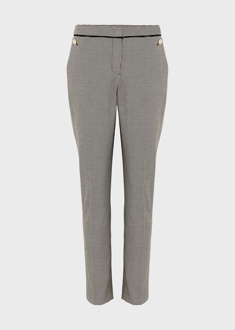 Sienna Houndstooth Slim trousers With Stretch, Ivory Black, hi-res