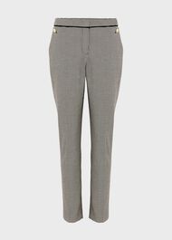 Sienna Houndstooth Slim trousers With Stretch, Ivory Black, hi-res