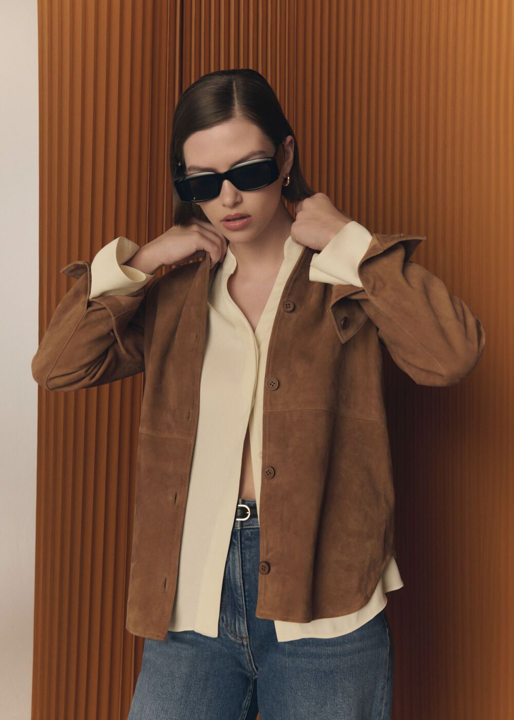 Hever Suede Shirt, Tan, hi-res