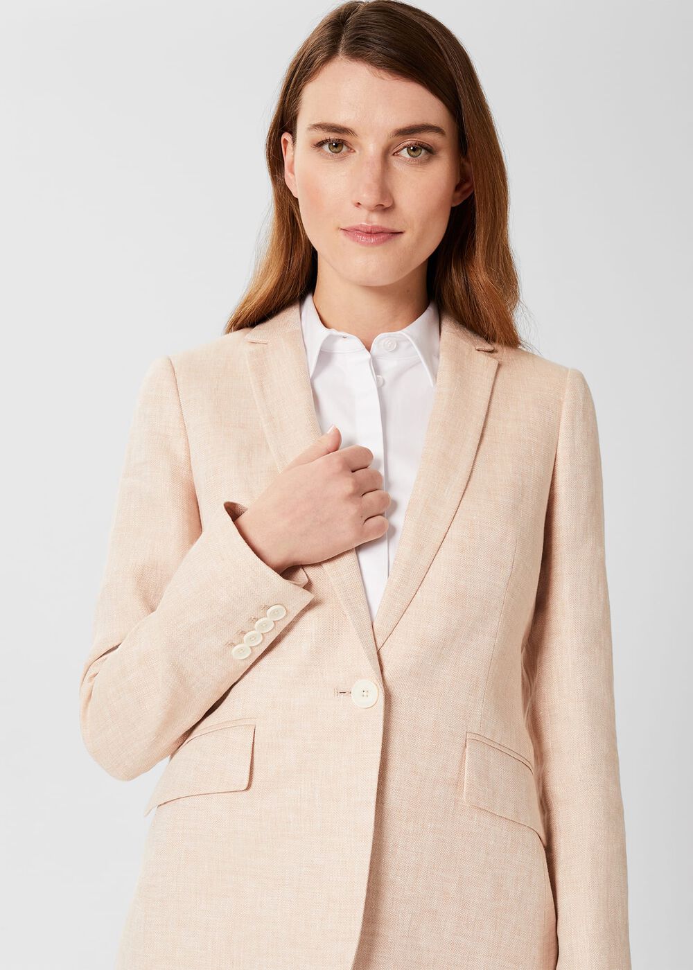 Petite Ivana Linen Jacket , Warm Neutral, hi-res