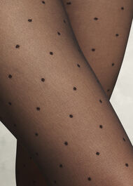 Polka Dot Tights, Black, hi-res