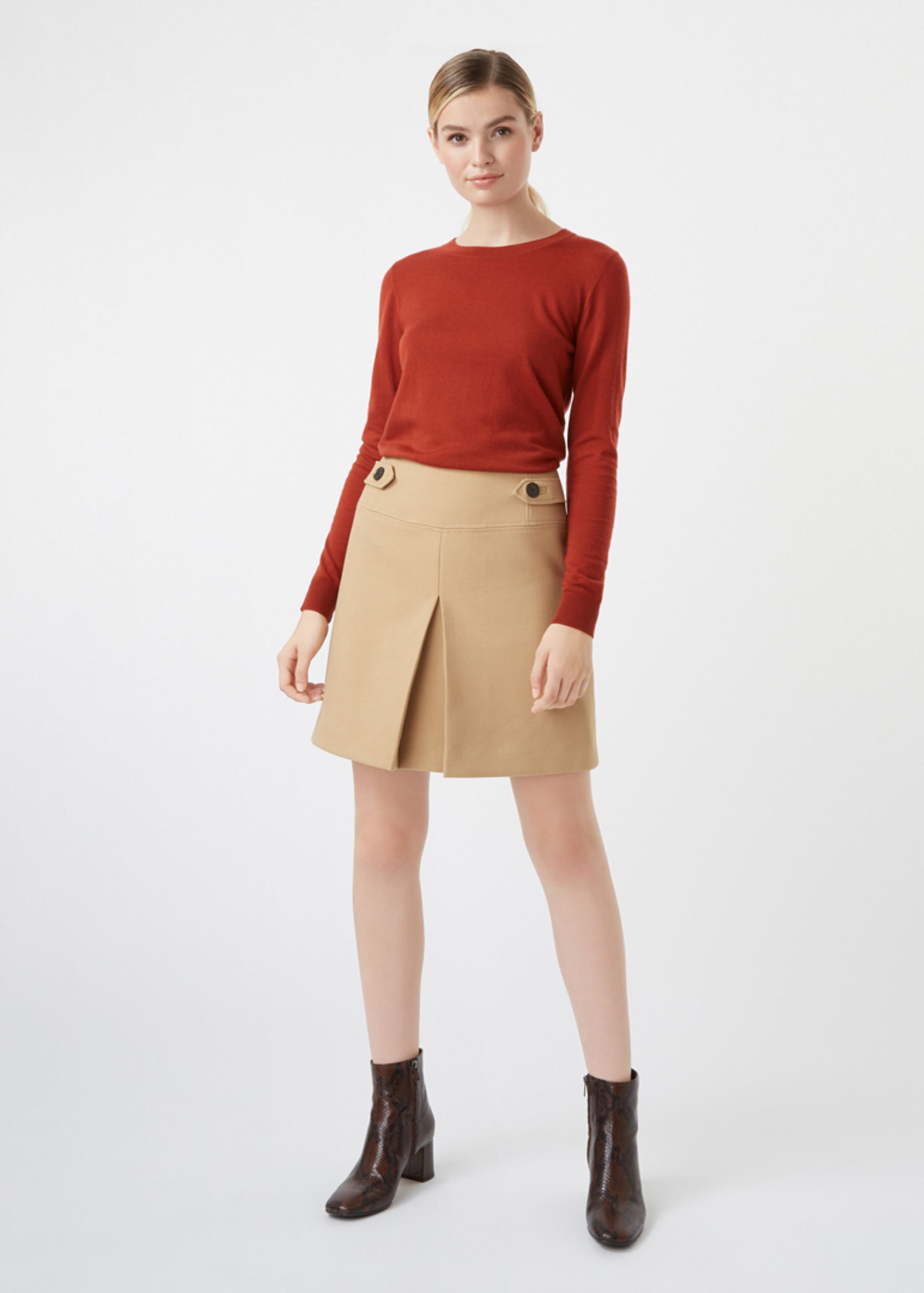 hobbs brown leather skirt