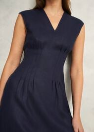 Petite Kayleigh Linen Dress, Navy, hi-res