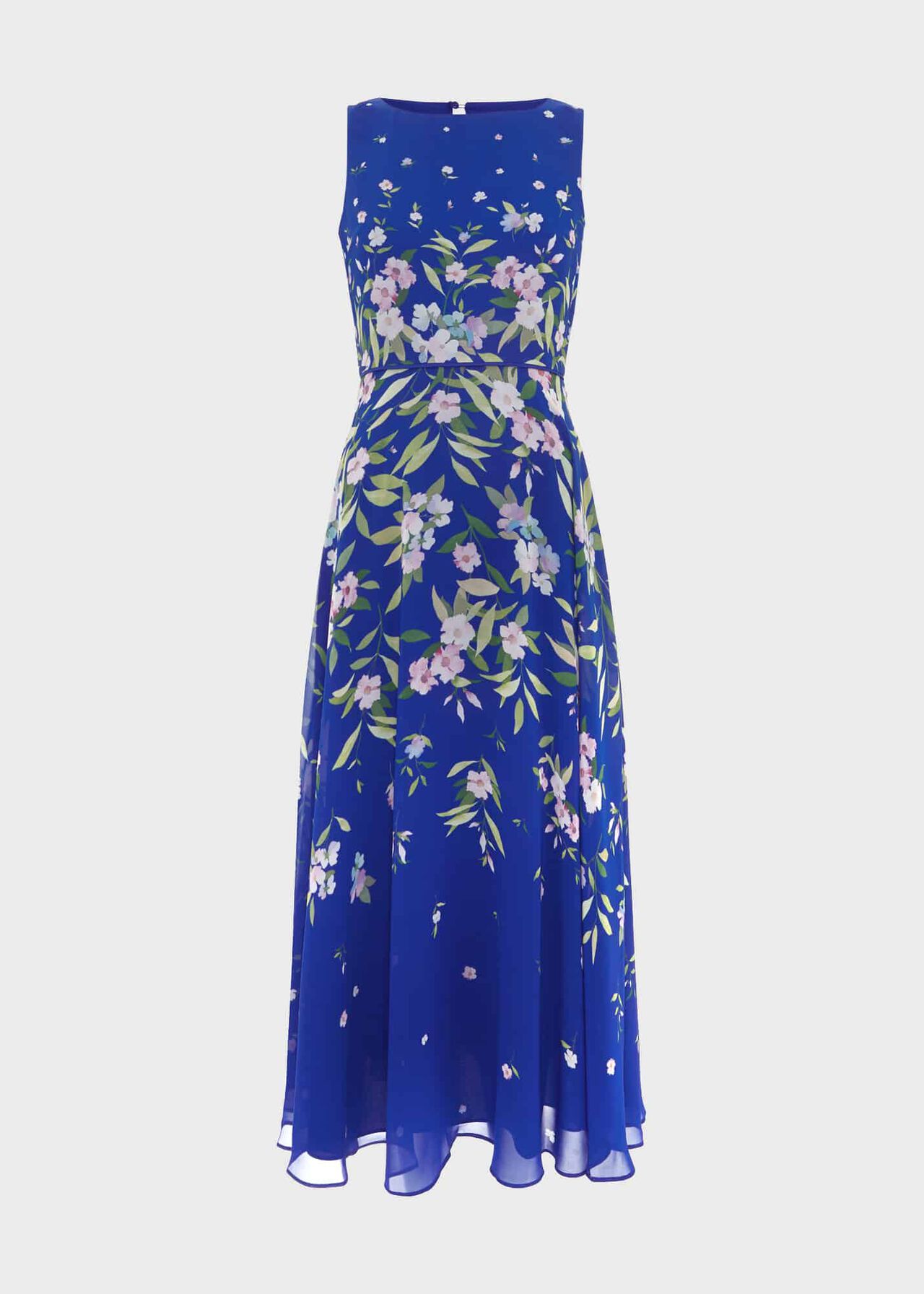 Petite Carly Floral Midi Dress, Blue Multi, hi-res