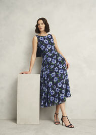 Carly Floral Printed Midi Dress, Midnight Multi, hi-res