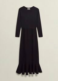 Lucilla Knitted Dress, Hobbs Black, hi-res