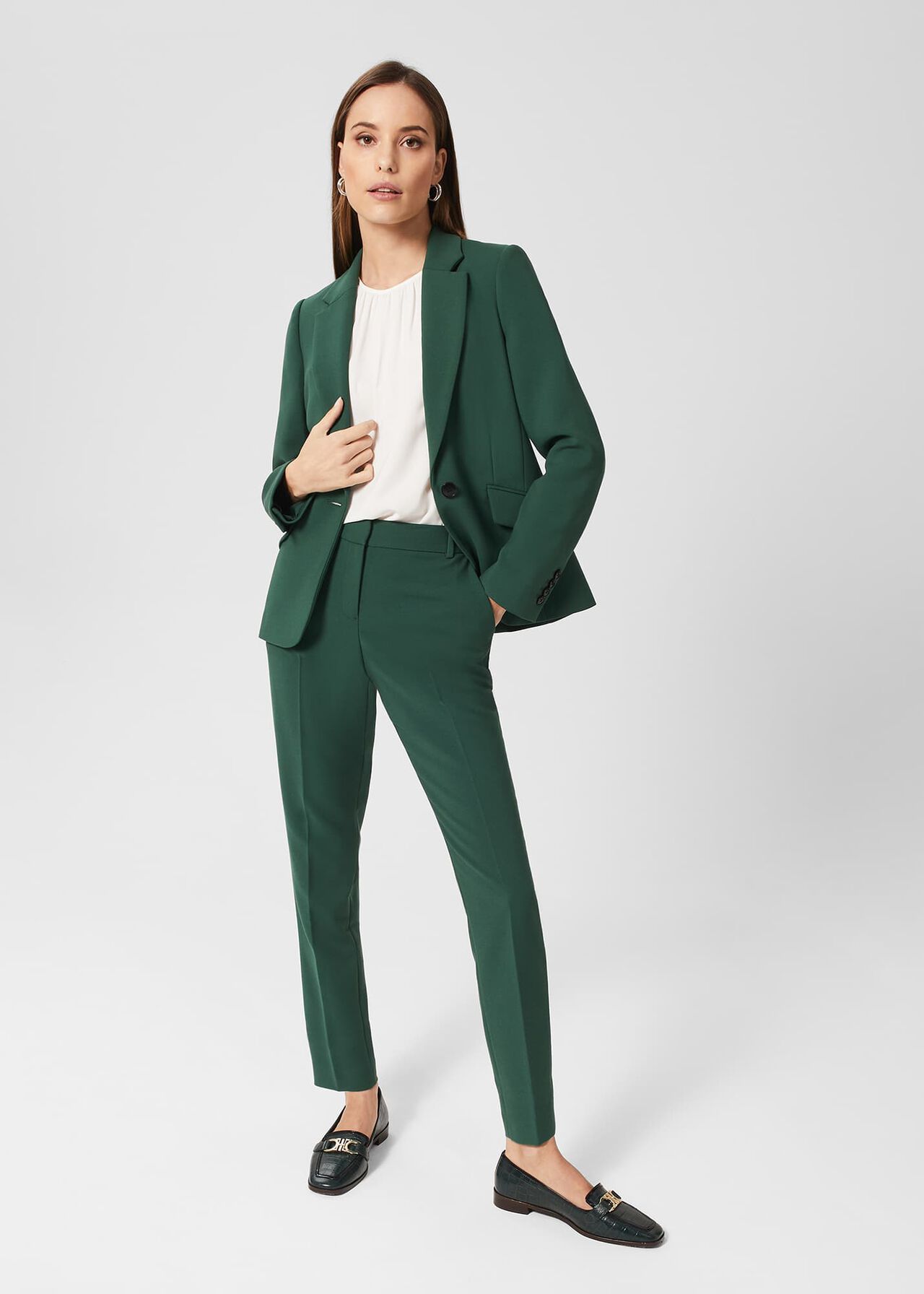 Green trouser suit