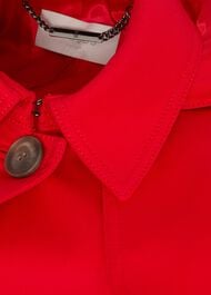 Chrissie Water Resistant Mac With Hood, Geranium Red, hi-res