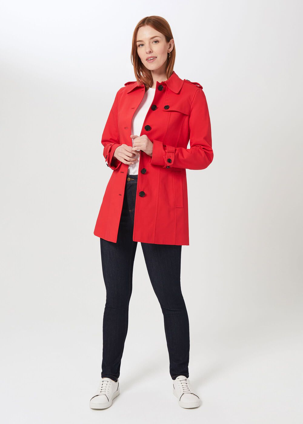Ella Water Resistant Trench Coat, Red, hi-res