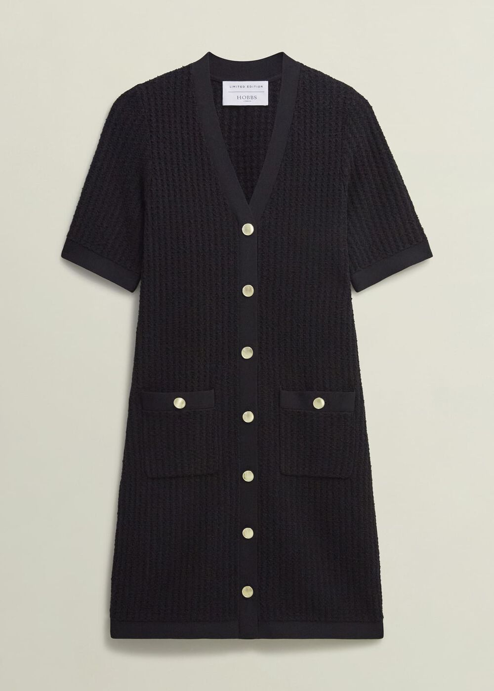 Tatton Cotton Blend Knitted Dress, Black, hi-res