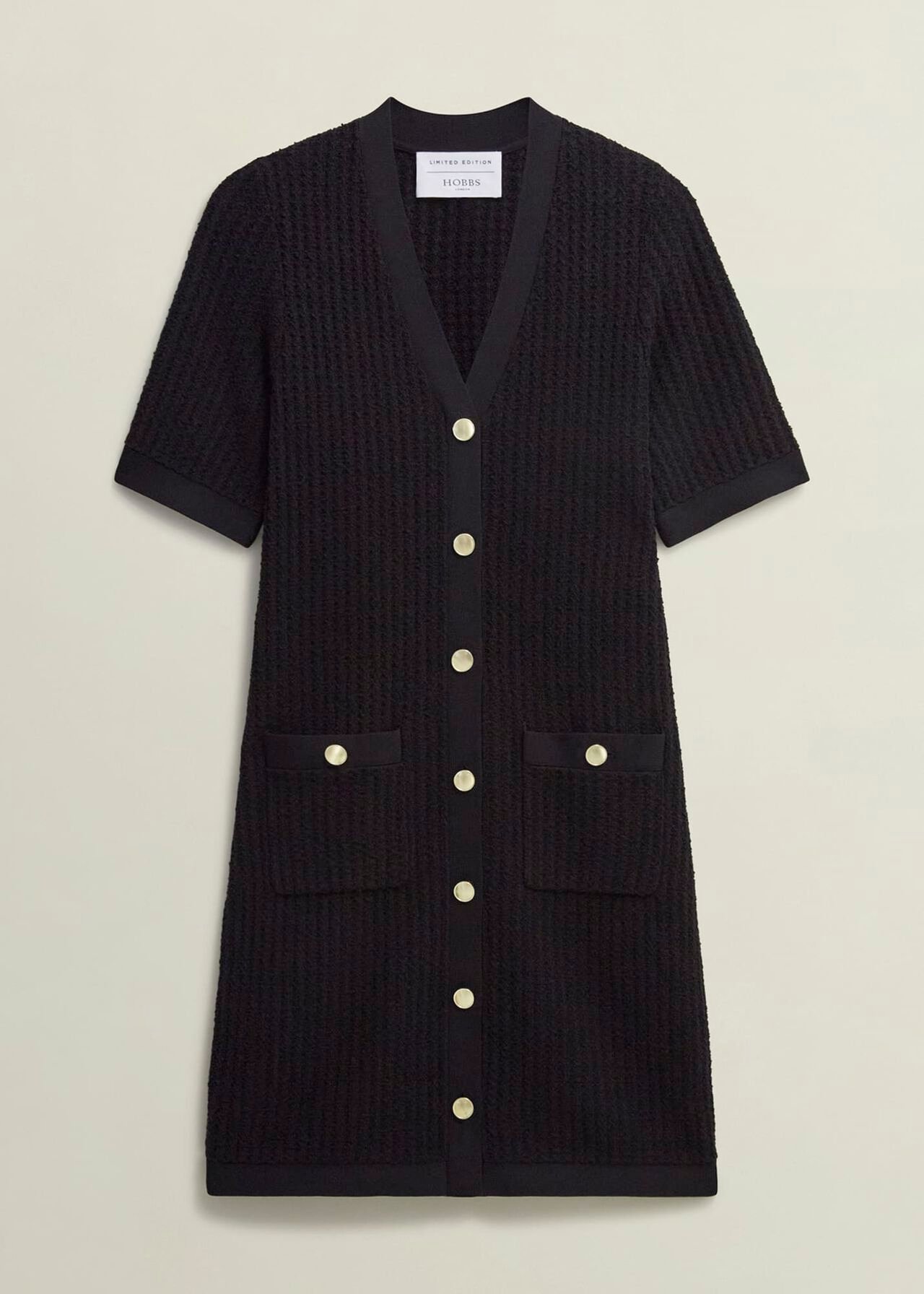 Tatton Cotton Blend Knitted Dress, Black, hi-res