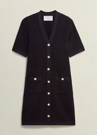 Tatton Cotton Blend Knitted Dress, Black, hi-res