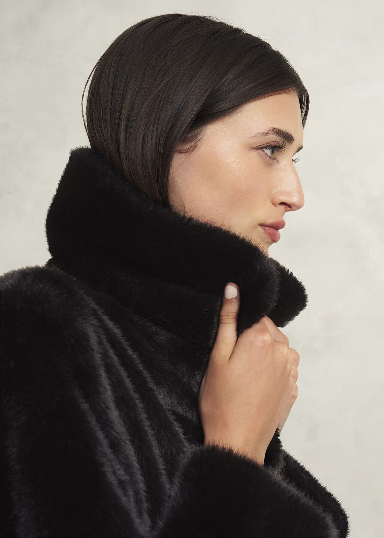 Dania Faux Fur Coat, Black, hi-res