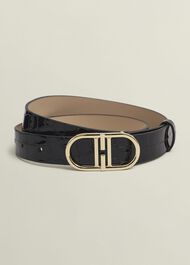 Kiera Leather Belt, Black, hi-res