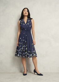 Aria Floral Embroidered Dress, Midnight Blue, hi-res