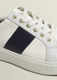 Sutton Canvas Leather Trainers, Natural Navy, hi-res