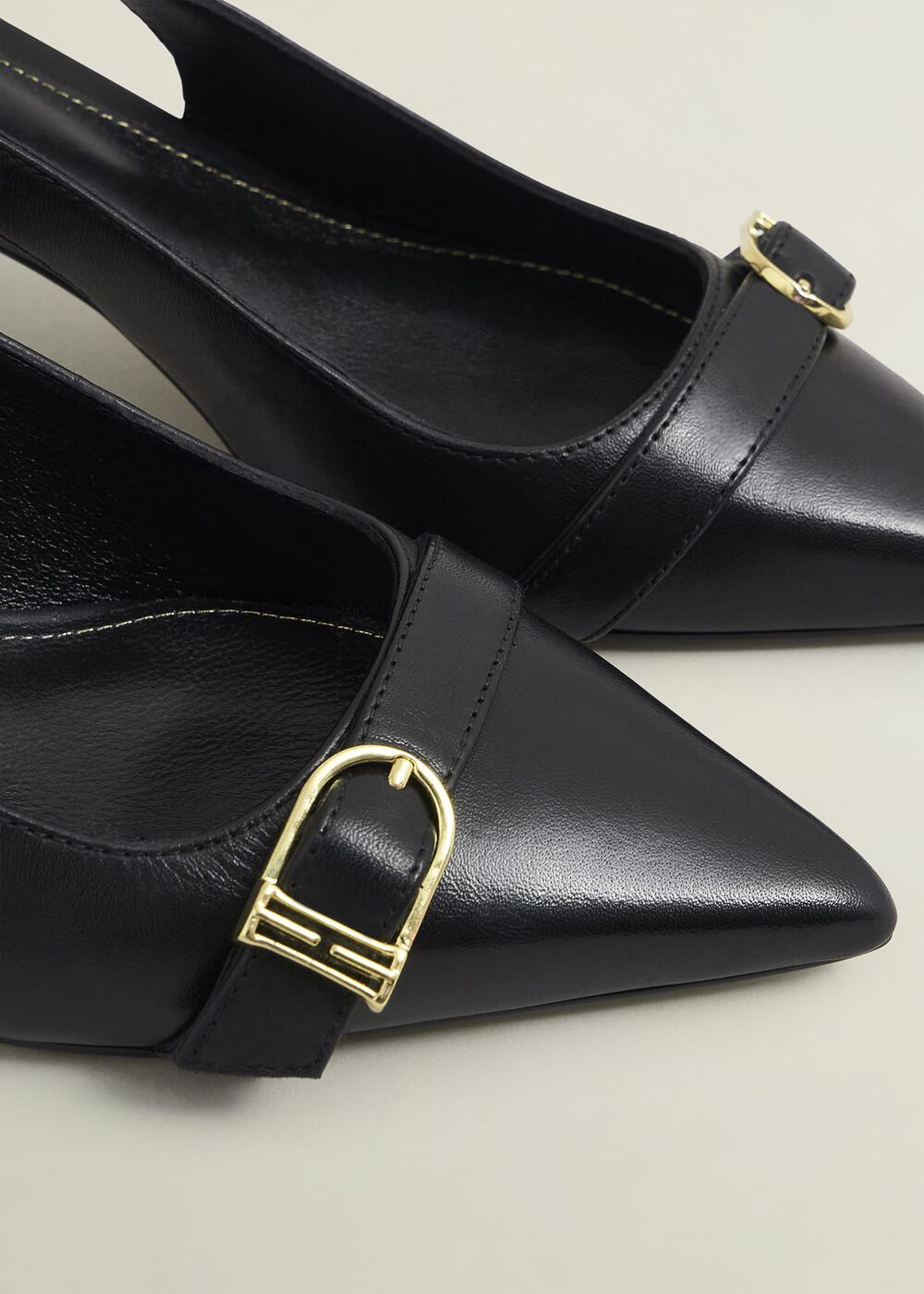 Jude Leather Slingbacks, Black, hi-res