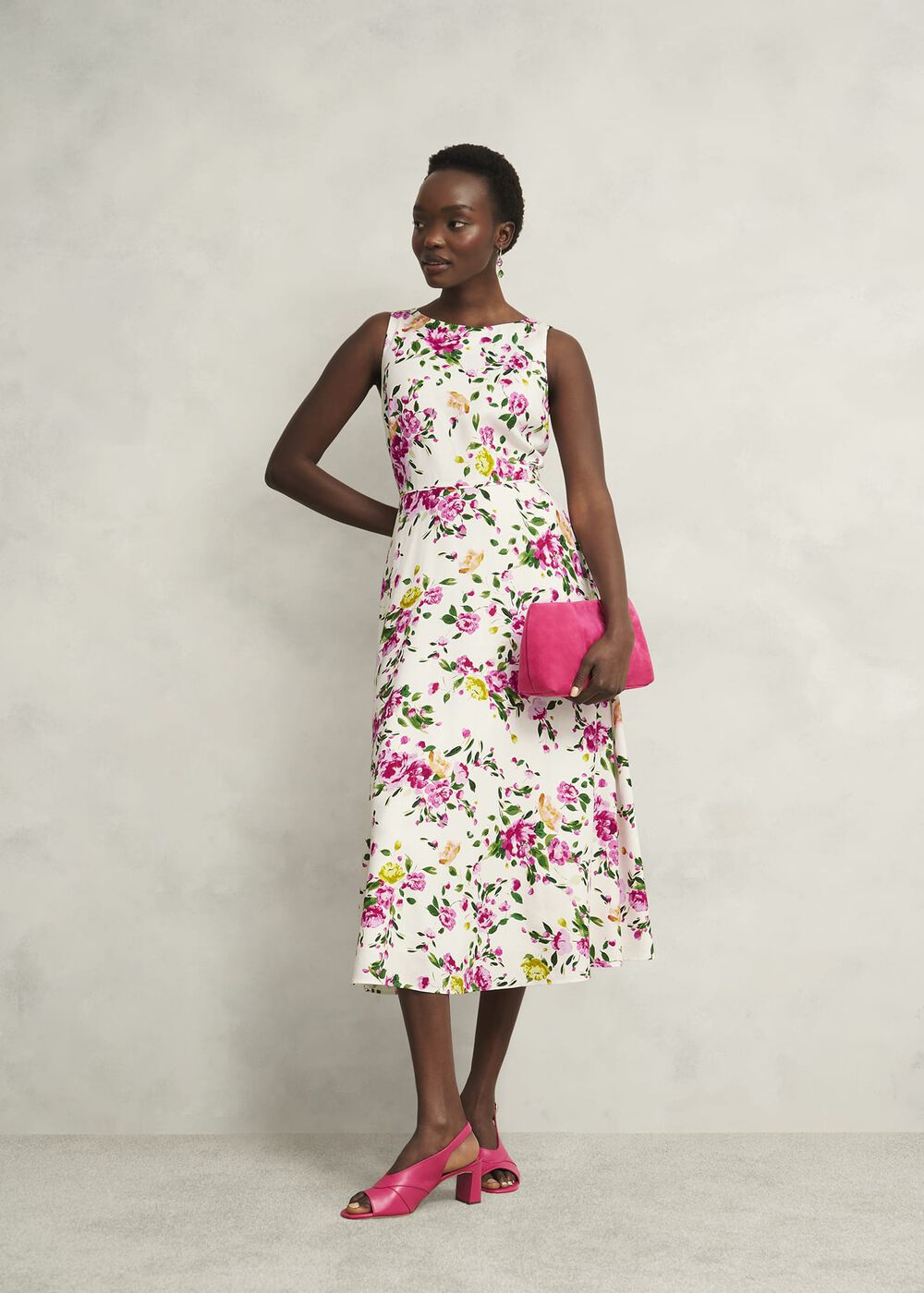 Carly Linen Dress, Ivory Multi, hi-res