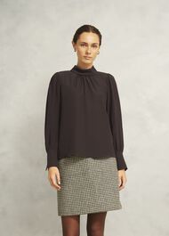 Debby Silk Blouse, Deep Brown, hi-res