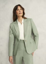 Petite Marietta Linen Jacket, Sage Green, hi-res