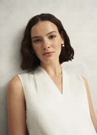 Ivory Nina Satin Blouse, Ivory, hi-res