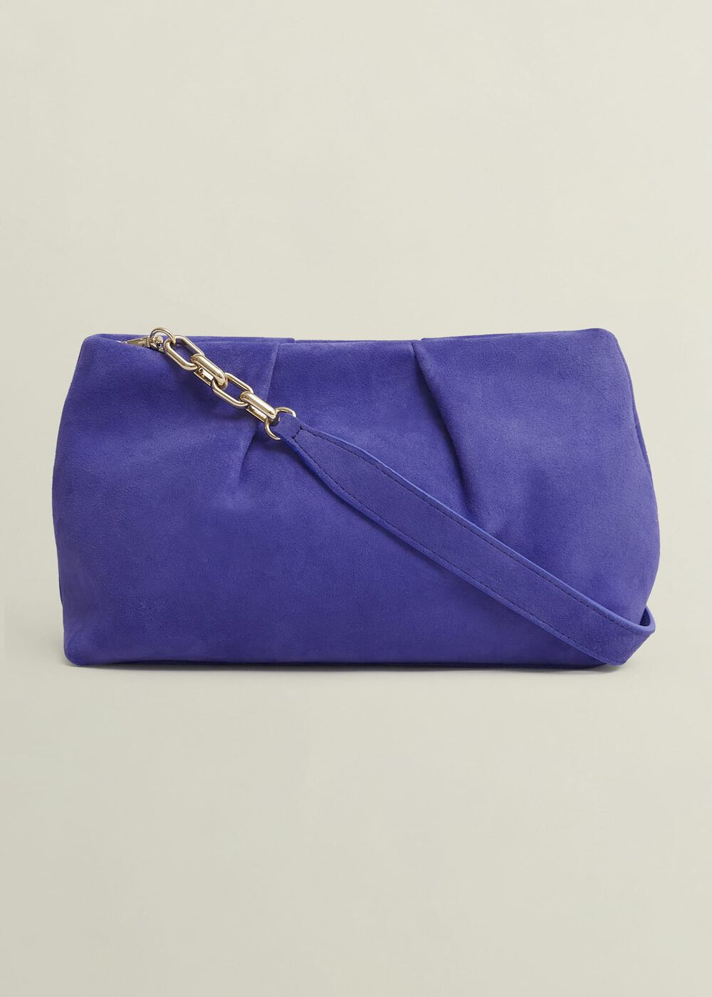 Clifton Suede Clutch Bag, Allium Blue, hi-res