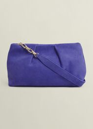 Clifton Suede Clutch Bag, Allium Blue, hi-res