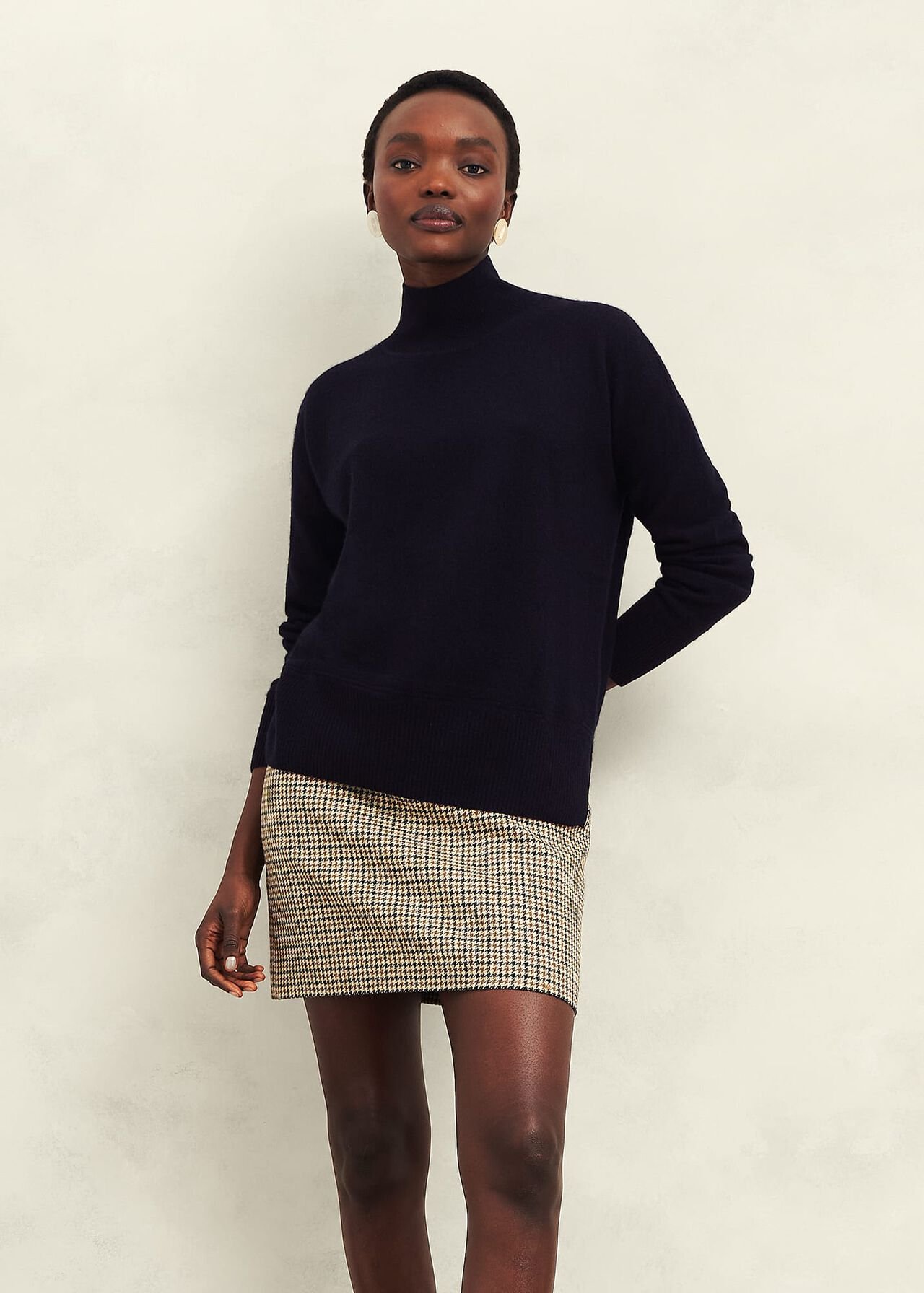 Marlena Cashmere Funnel Neck Jumper, Hobbs Navy, hi-res